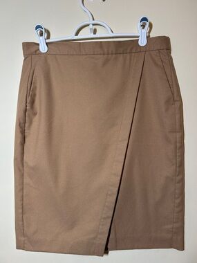 Classic Tan Women's Wrap-Front Pencil Skirt